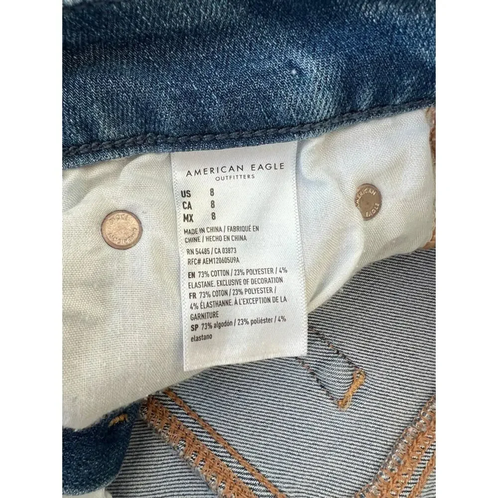 American Eagle Dream Curvy Midi High-Waisted Jean Shorts 8 Medium Indigo